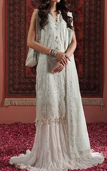 Zarqash Sea Mist Chiffon Suit | Pakistani Embroidered Chiffon Dresses USA- Image 1