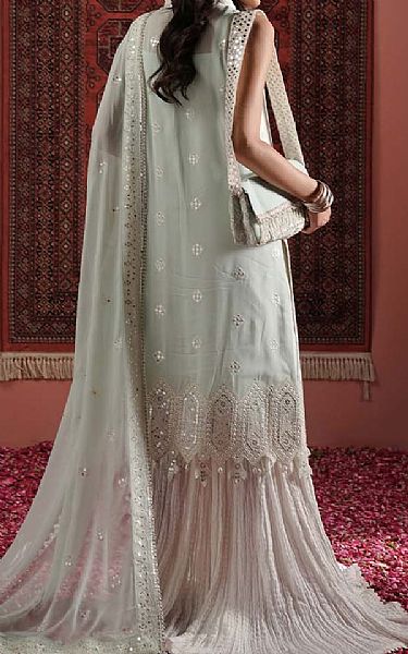 Zarqash Sea Mist Chiffon Suit | Pakistani Embroidered Chiffon Dresses USA- Image 2