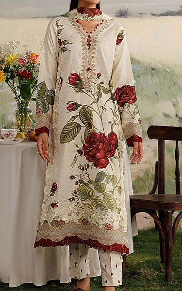 Zarqash Off-white Lawn Suit | Pakistani Lawn Dress in USA- Image 1