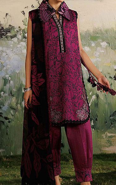 Zarqash Plum Lawn Suit | Pakistani Lawn Dress in USA- Image 1