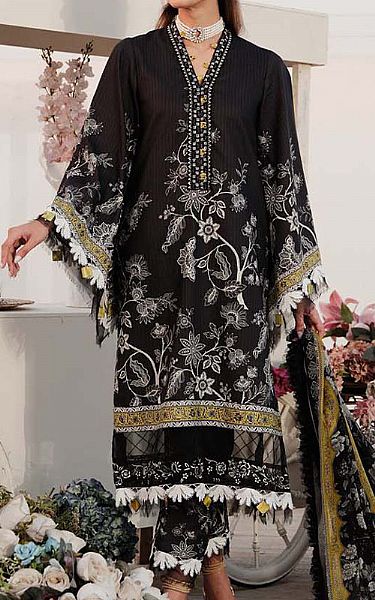Zarqash Black Lawn Suit | Pakistani Lawn Suits- Image 1
