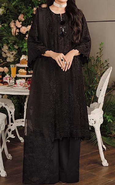 Zarqash Black Swiss Voile Suit | Pakistani Lawn Suits- Image 1