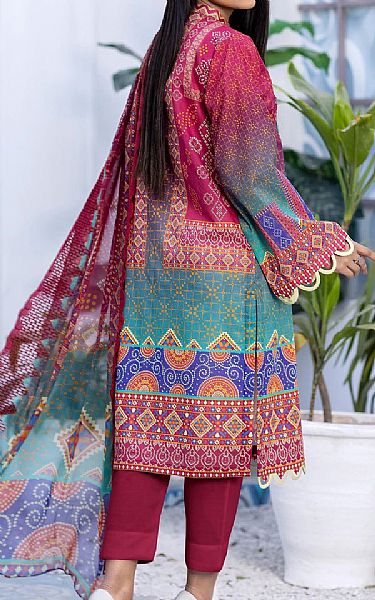 Zebaish Magenta/Cyan Lawn Suit (2 Pcs) | Pakistani Dresses in USA- Image 2