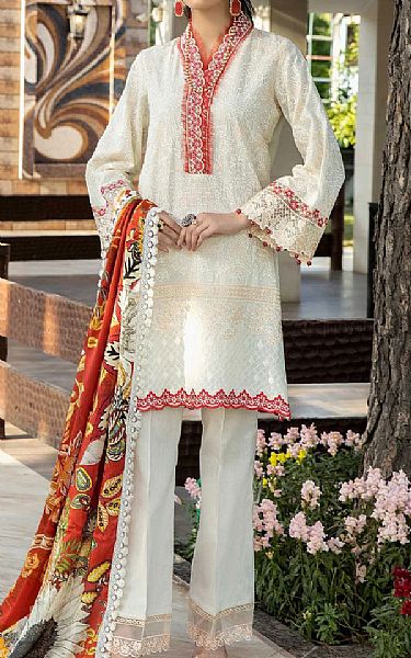 Zebaish Off-white Lawn Suit | Pakistani Dresses in USA- Image 1
