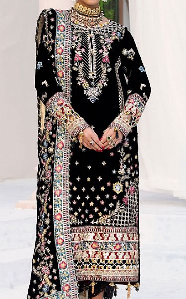Zebtan Black Velvet Suit | Pakistani Winter Dresses in USA- Image 1