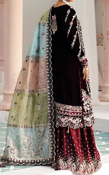 Zebtan Burgundy Velvet Suit | Pakistani Winter Dresses in USA- Image 2