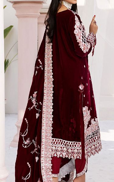 Zebtan Maroon Velvet Suit | Pakistani Winter Dresses in USA- Image 2