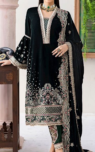 Zebtan Dark Green Velvet Suit | Pakistani Winter Dresses in USA- Image 1