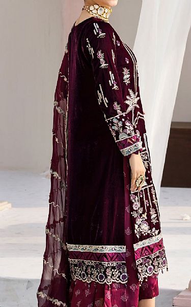 Zebtan Plum Velvet Suit | Pakistani Winter Dresses in USA- Image 2