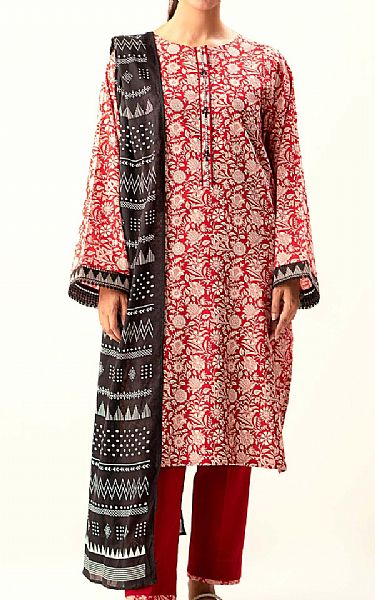 Zeen Red/Off White Lawn Suit | Pakistani Lawn Dress in USA- Image 1