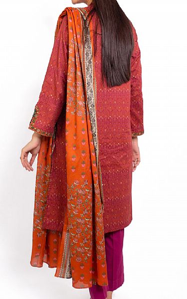 Zeen Vermillion Red Khaddar Suit (2 Pcs) | Pakistani Winter Dresses- Image 2