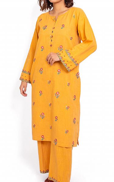 Zeen Mustard Khaddar Suit (2 Pcs) | Pakistani Winter Dresses- Image 1