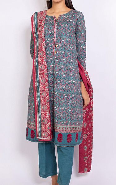 Zeen Turquoise Khaddar Suit | Pakistani Winter Dresses- Image 1