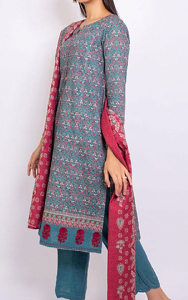 Zeen Turquoise Khaddar Suit | Pakistani Winter Dresses- Image 2