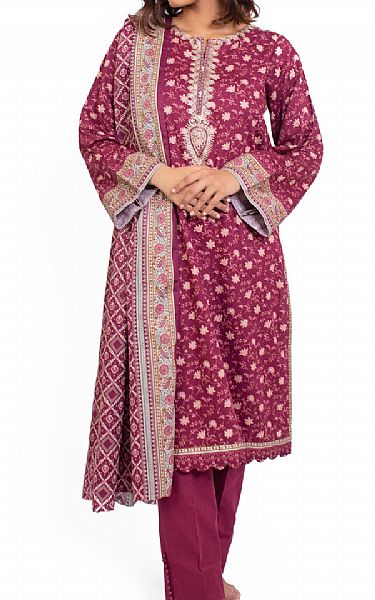 Zeen Crimson Cottel Suit | Pakistani Winter Dresses- Image 1