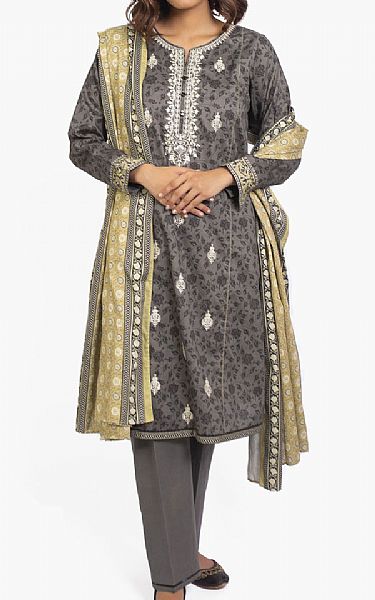 Zeen Dark Grey Cottel Suit | Pakistani Winter Dresses- Image 1