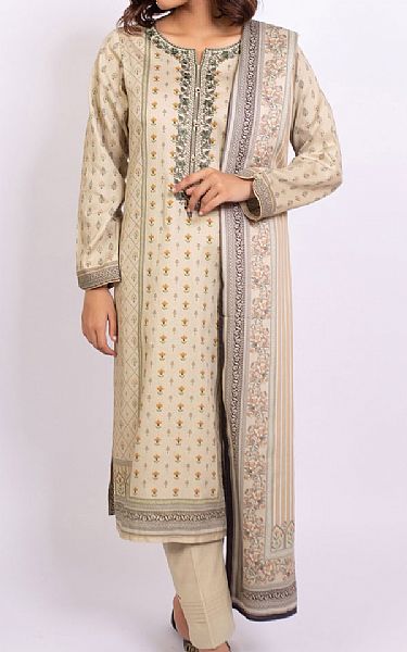 Zeen Ivory Cottel Suit | Pakistani Winter Dresses- Image 1