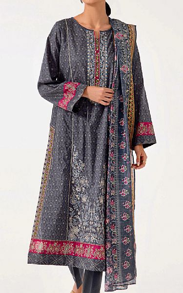 Zeen Slate Grey Lawn Suit | Pakistani Dresses in USA- Image 1