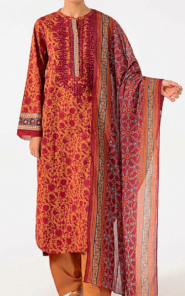 Zeen Bright Orange Lawn Suit | Pakistani Dresses in USA- Image 1