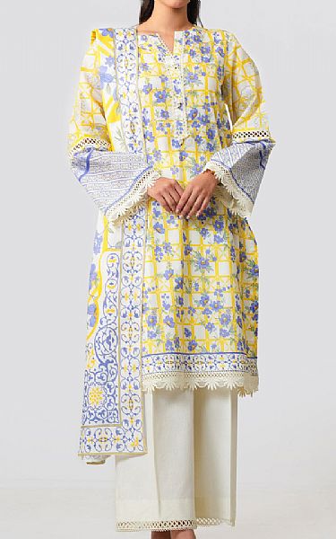 Zeen Yellow/Off White Lawn Suit | Pakistani Lawn Dress in USA- Image 1
