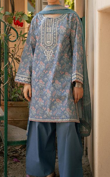 Zeen Slate Blue Lawn Suit | Pakistani Lawn Dress in USA- Image 1