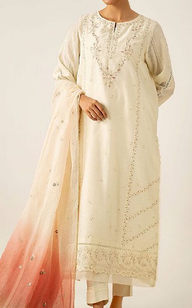 Zeen Off White Cotton Suit | Pakistani Lawn Dress in USA- Image 1