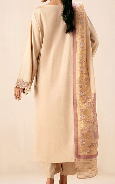 Zeen Beige Cotton Satin Suit | Pakistani Lawn Dress in USA- Image 2