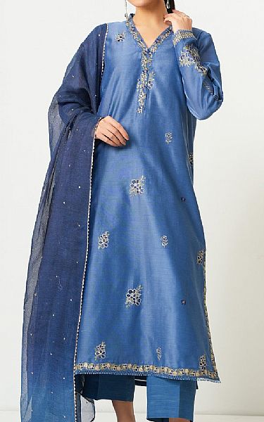 Zeen Blue Cotton Suit | Pakistani Lawn Dress in USA- Image 1