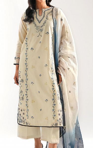 Zeen Off White Cotton Suit | Pakistani Lawn Dress in USA- Image 1