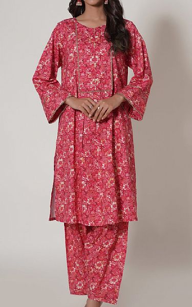 Zeen Pinkish Red Cambric Suit (2 pcs) | Pakistani Lawn Suits- Image 1