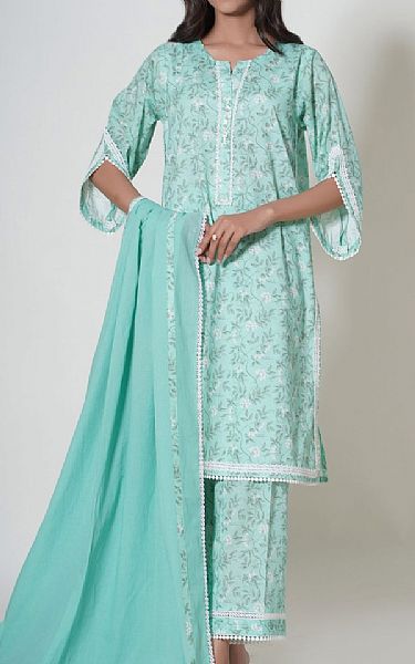 Zeen Pale Aqua Cambric Suit | Pakistani Lawn Suits- Image 1