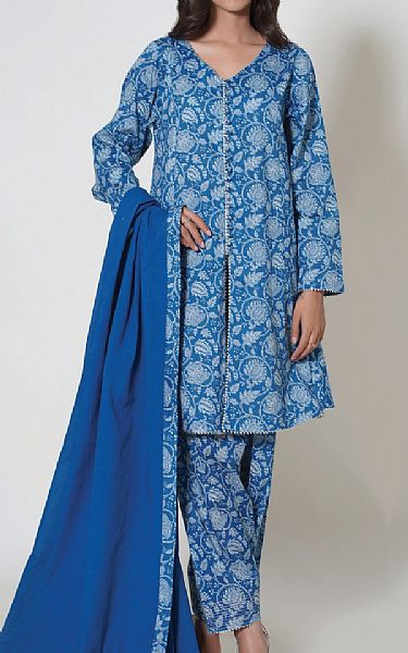 Zeen Denim Blue Cambric Suit | Pakistani Lawn Suits- Image 1