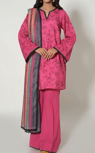 Zeen Cerise Pink Cambric Suit | Pakistani Lawn Suits- Image 1