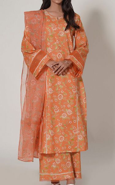 Zeen Sunrise Orange Cambric Suit | Pakistani Lawn Suits- Image 1