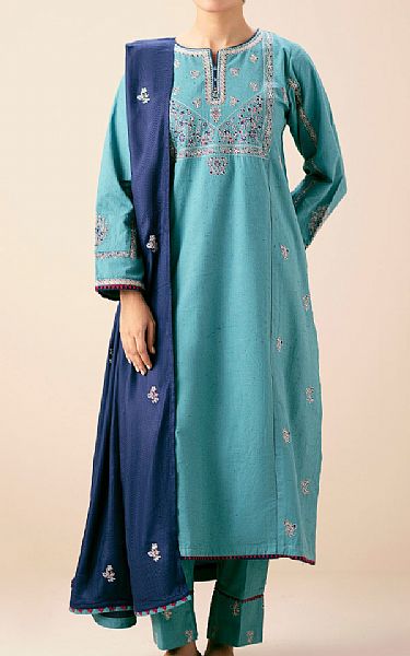 Zeen Turquoise Neps Suit | Pakistani Winter Dresses in USA- Image 1
