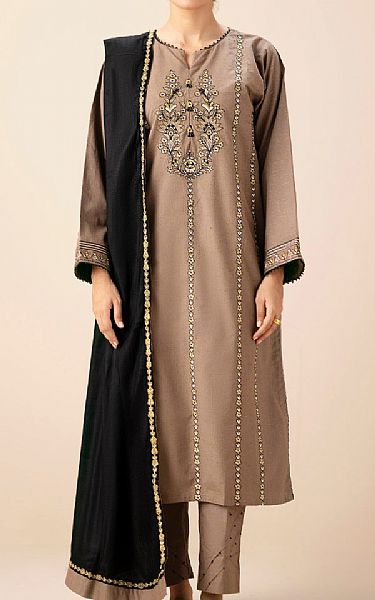 Zeen Pale Taupe Neps Suit | Pakistani Winter Dresses in USA- Image 1