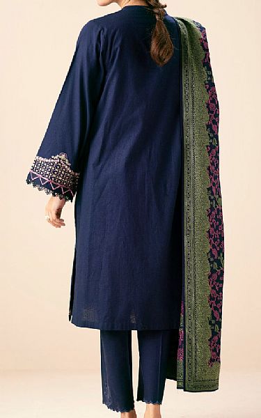 Zeen Navy Blue Slub Suit | Pakistani Winter Dresses in USA- Image 2