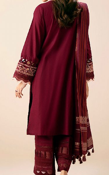 Zeen Wine Red Slub Suit | Pakistani Winter Dresses in USA- Image 2
