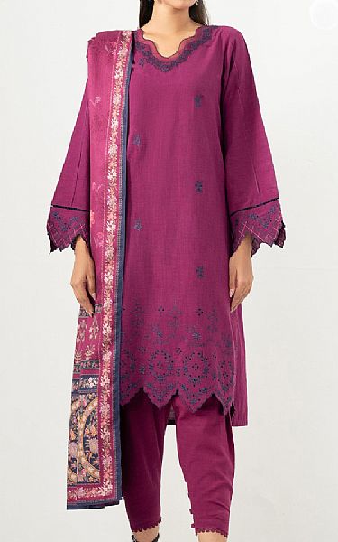 Zeen Dark Raspberry Khaddar Suit | Pakistani Winter Dresses in USA- Image 1