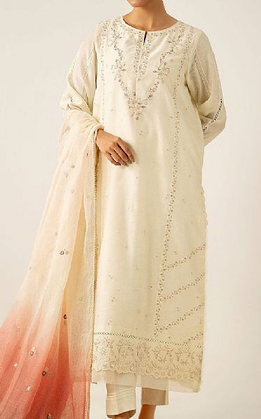 Zeen Off White Cotton Suit | Pakistani Winter Dresses in USA- Image 1