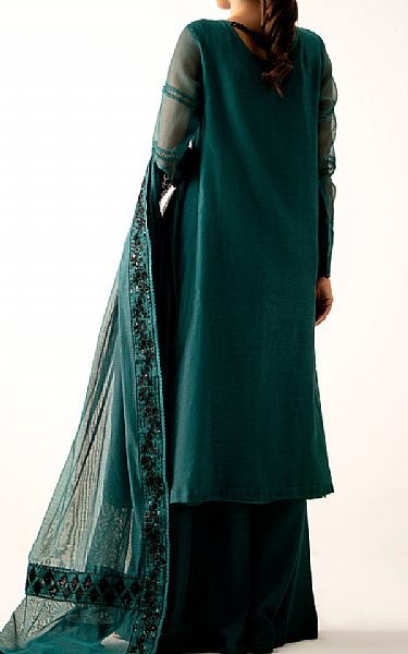 Zeen Teal Green Khaddi Net Suit | Pakistani Winter Dresses in USA- Image 2
