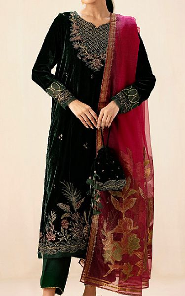 Zeen Green Velvet Suit | Pakistani Winter Dresses in USA- Image 1