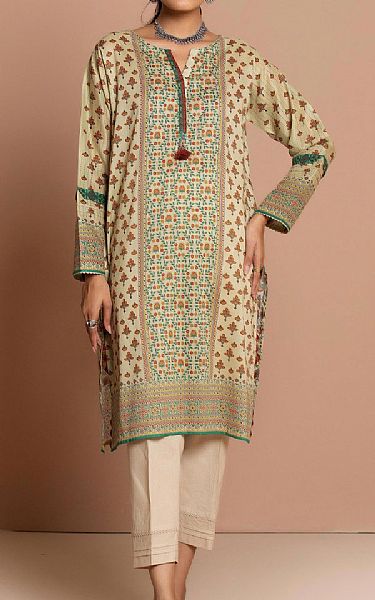 Zeen Cream Cambric Kurti | Pakistani Dresses in USA- Image 1