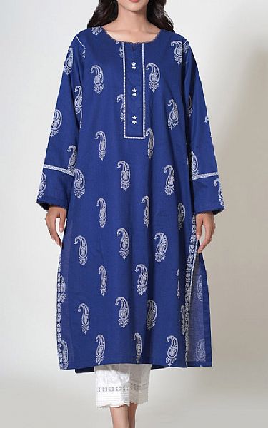 Zeen Royal Blue Cambric Kurti | Pakistani Lawn Suits- Image 1