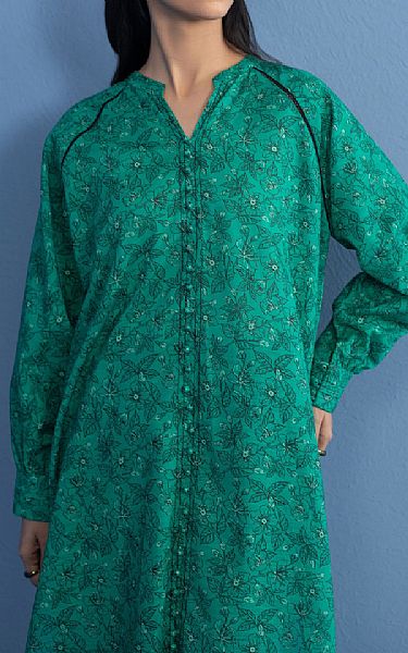 Zeen Emerald Green Cottle Kurti | Pakistani Winter Dresses- Image 2