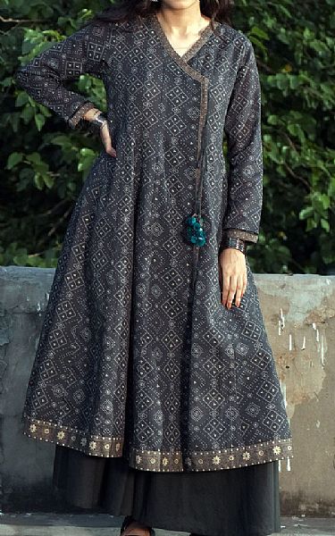 Zeen Black Khaddar Kurti | Pakistani Winter Dresses- Image 1