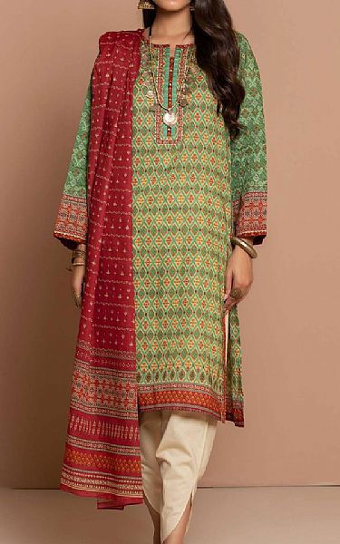 Zeen Pastel Green Cambric Suit (2 Pcs) | Pakistani Dresses in USA- Image 1