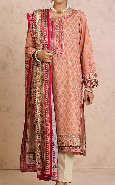 Zeen Tea Pink Cottel Suit (2 Pcs) | Pakistani Dresses in USA- Image 1