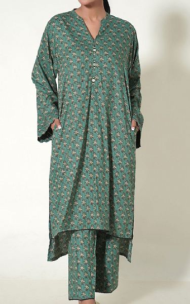 Zeen Teal Linen Suit (2 Pcs) | Pakistani Winter Dresses- Image 1
