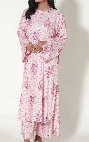 Zeen White/Pink Linen Suit (2 Pcs) | Pakistani Winter Dresses- Image 1